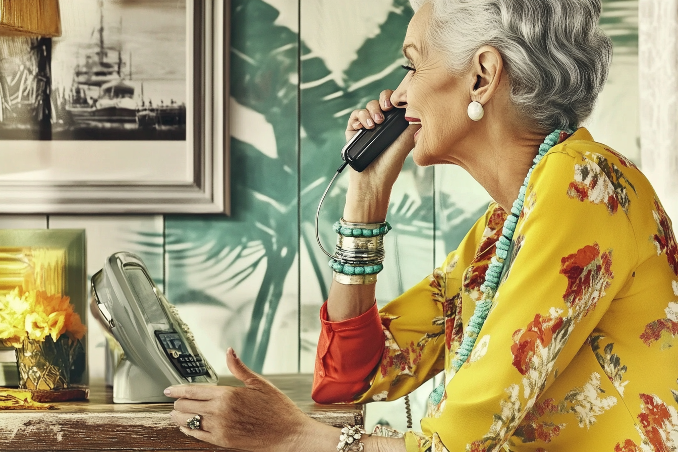 Une femme âgée qui parle au téléphone | Source : Midjourney