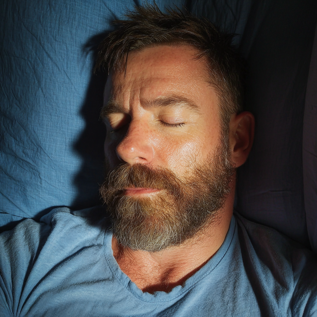 Gros plan sur un homme endormi | Source : Midjourney