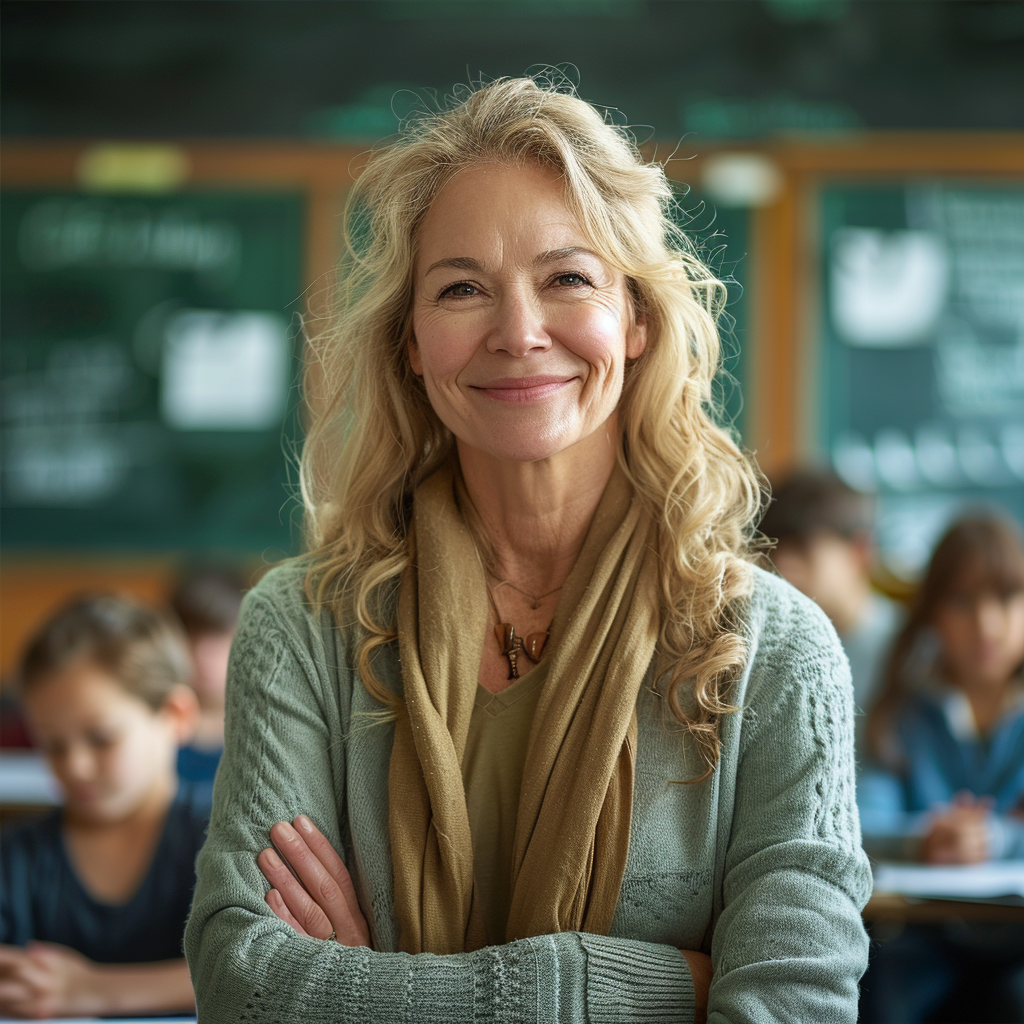 Une enseignante heureuse | Source : Midjourney