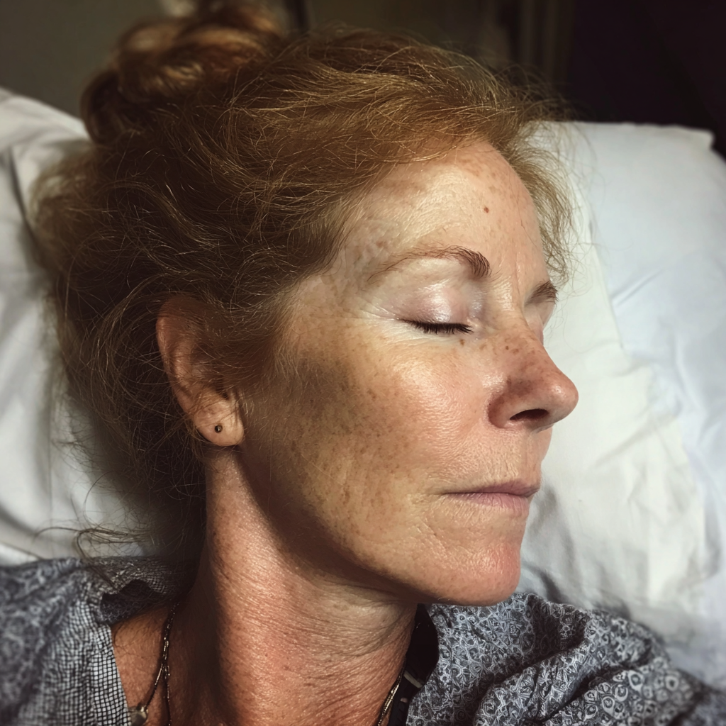 Une femme qui dort dans un lit d'hôpital | Source : Midjourney