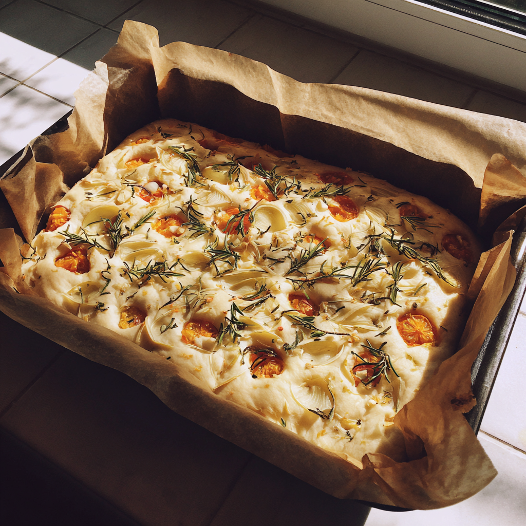 Focaccia dans une plaque de four | Source : Midjourney