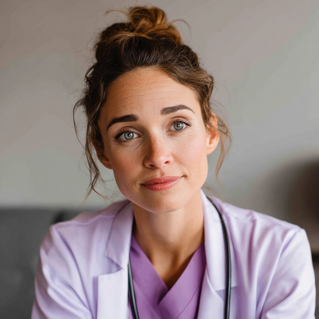 Gros plan sur une femme médecin souriante | Source : Midjourney