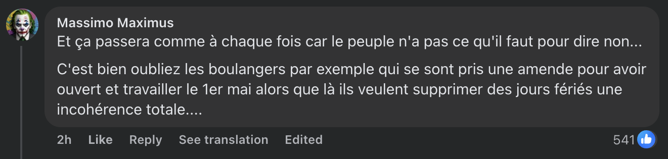 Commentaire d'internaute sur la proposition du chef de gouvernement | Source : facebook.com/GossipRoom