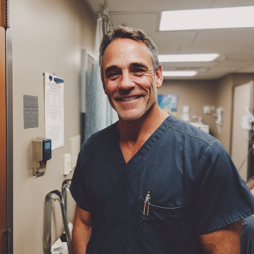 Un médecin souriant portant une blouse | Source : Midjourney