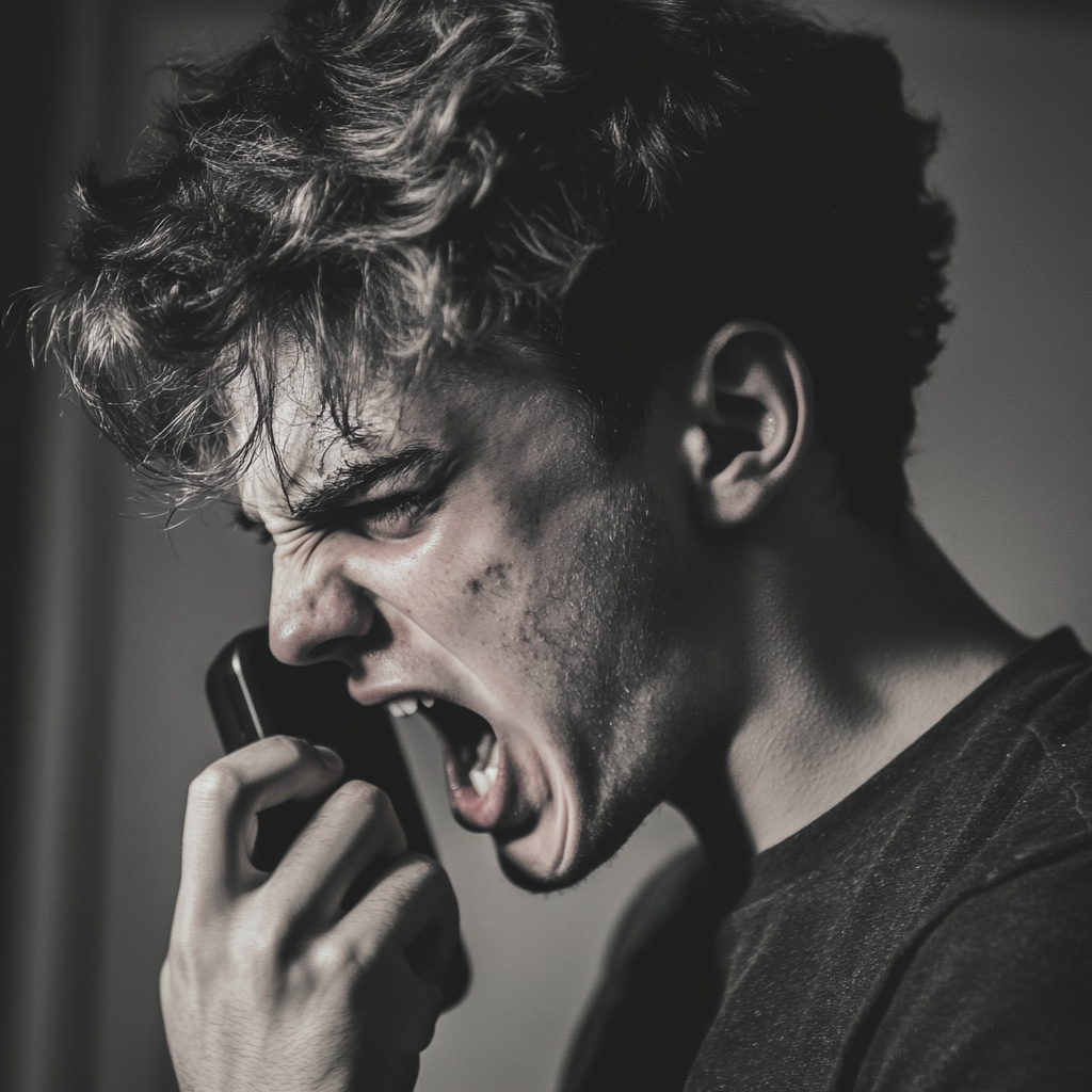 Un homme en colère au téléphone | Source : Midjourney