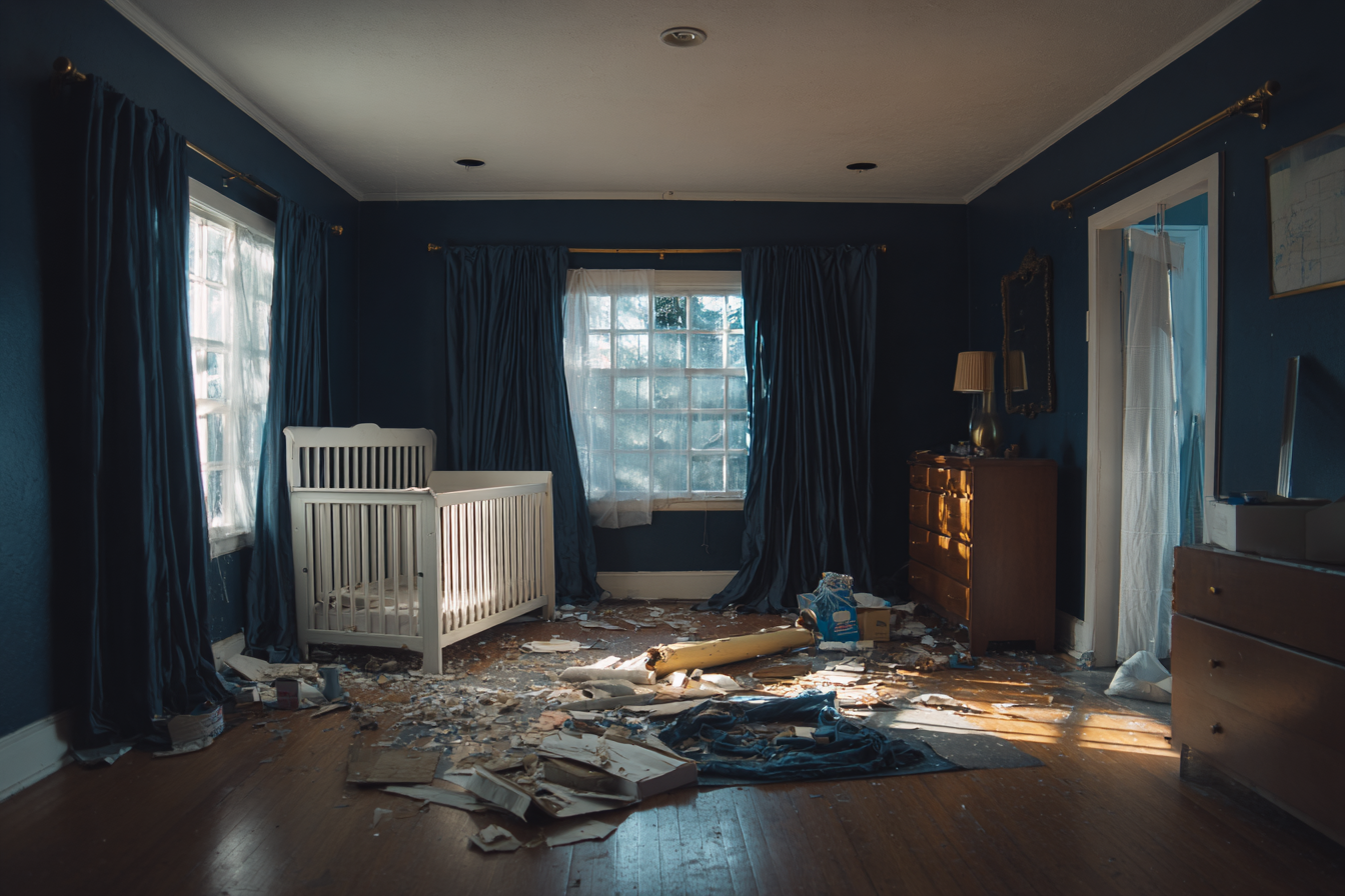 Une chambre d'enfant aux murs bleus | Source : Midjourney