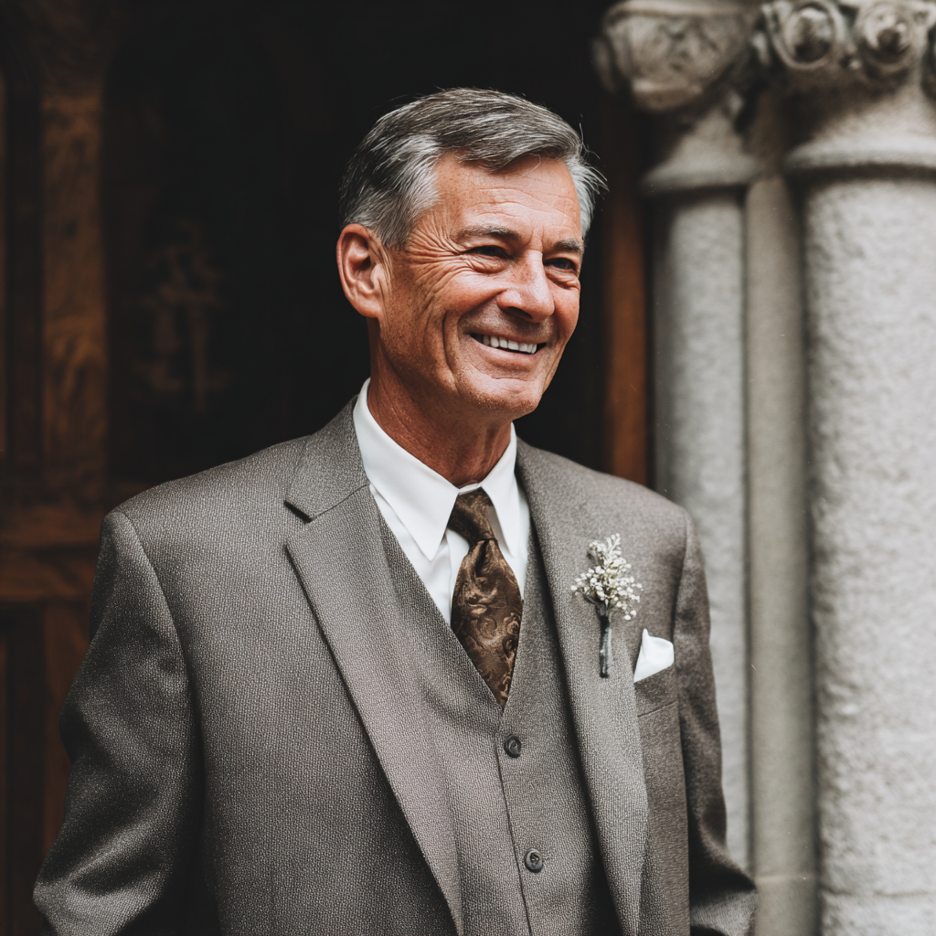 Un homme souriant portant un costume | Source : Midjourney