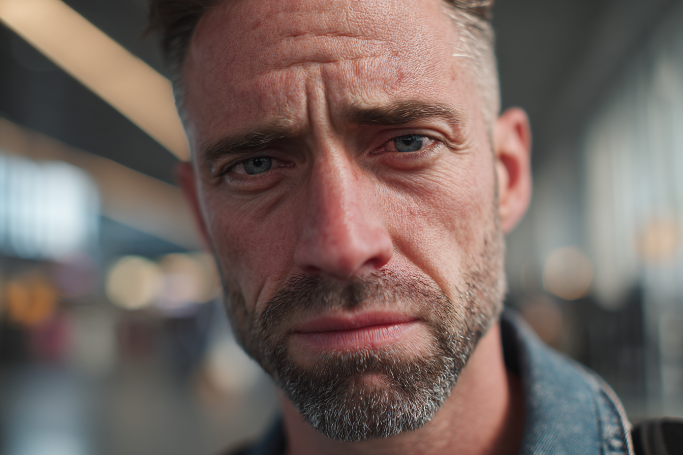 Un homme debout dans un aéroport | Source : Midjourney