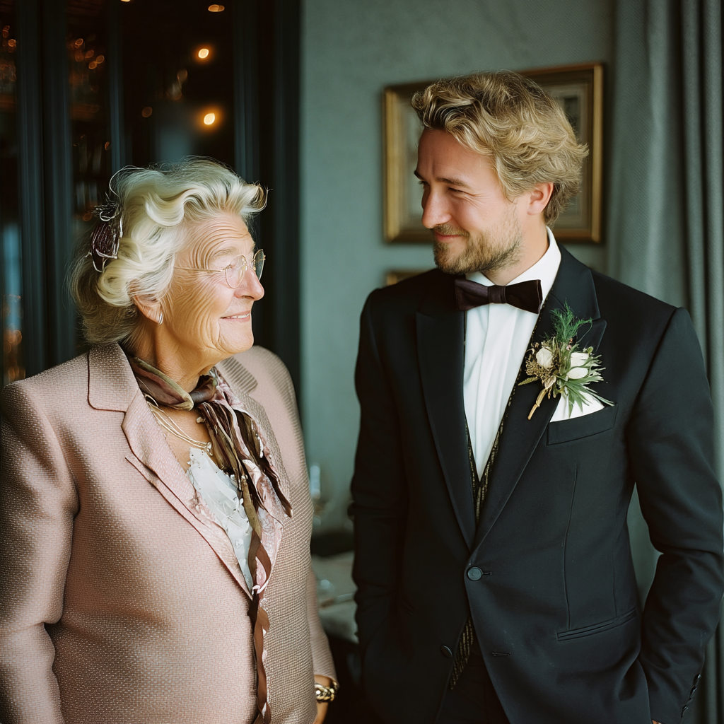Un homme heureux qui parle à une femme | Source : Midjourney