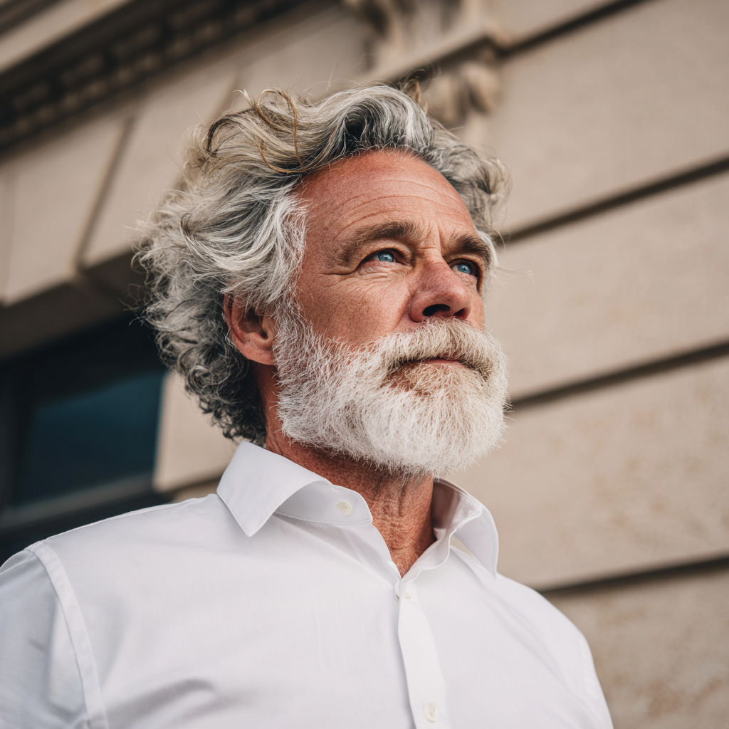 Un homme âgé se tenant à l'extérieur | Source : Midjourney