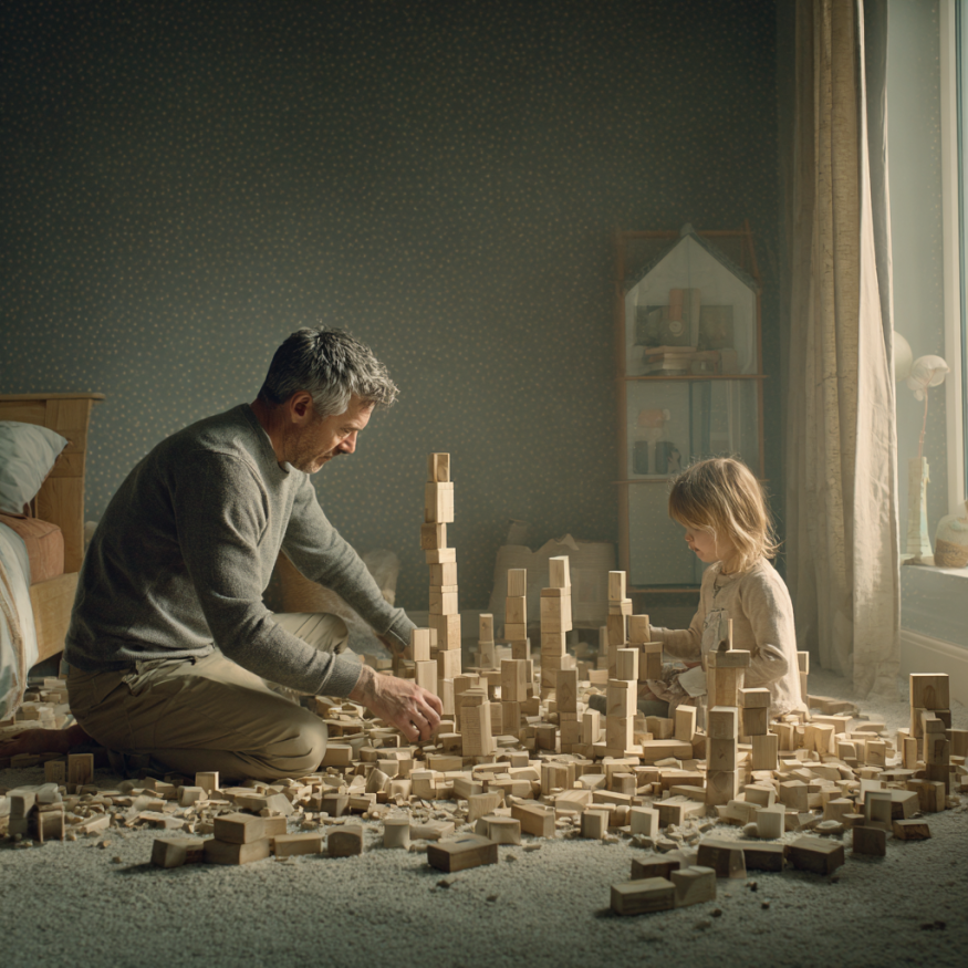 Un homme et une petite fille en train de jouer | Source : Midjourney
