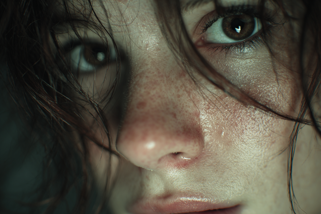 Gros plan sur le visage d'une femme | Source : Midjourney