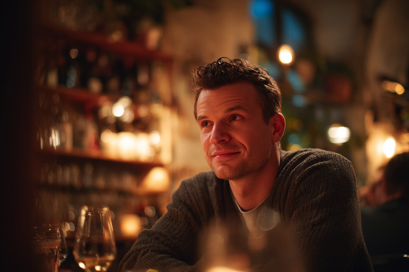 Un homme assis dans un restaurant | Source : Midjourney