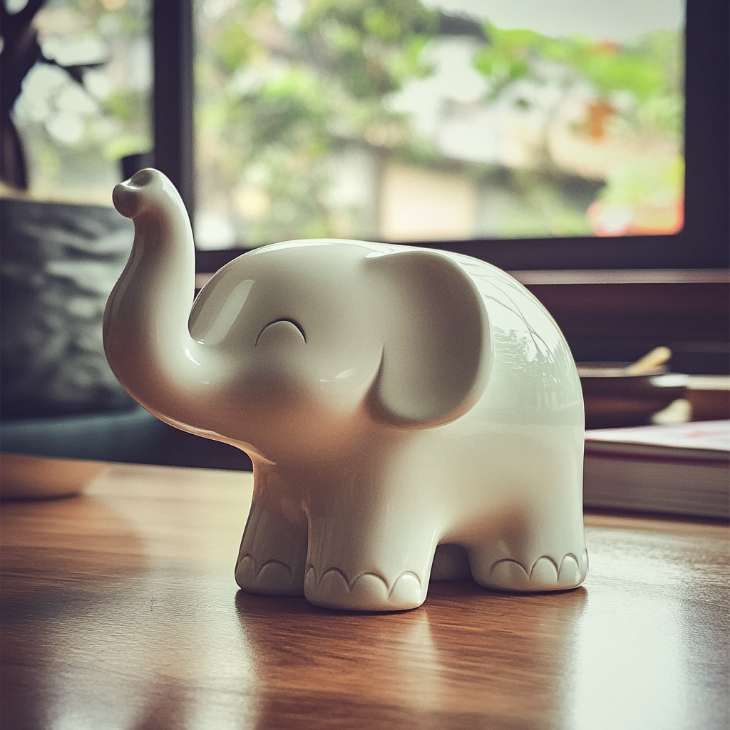 Un mignon éléphant en céramique | Source : Midjourney