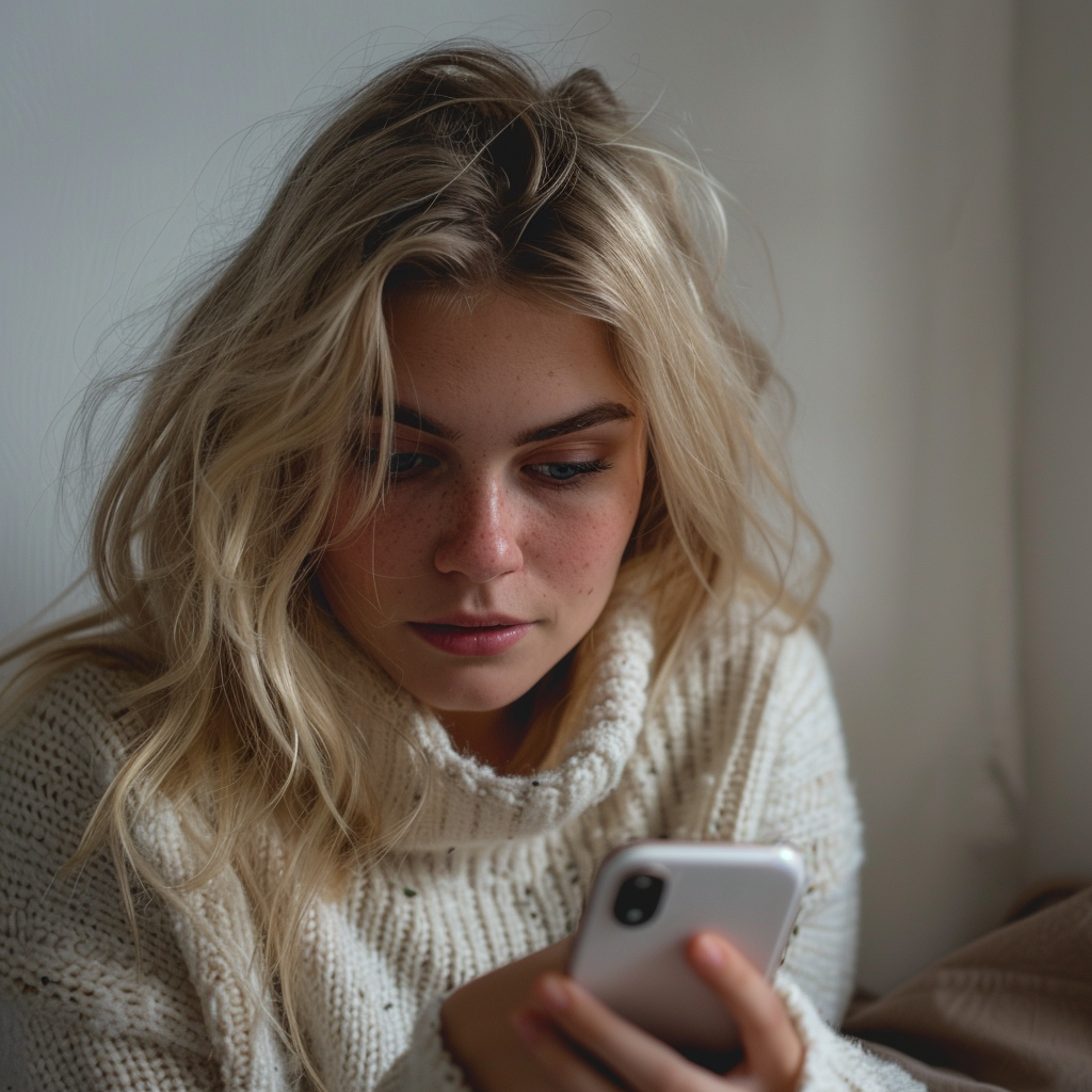 Une femme en train de consulter son téléphone | Source : Midjourney