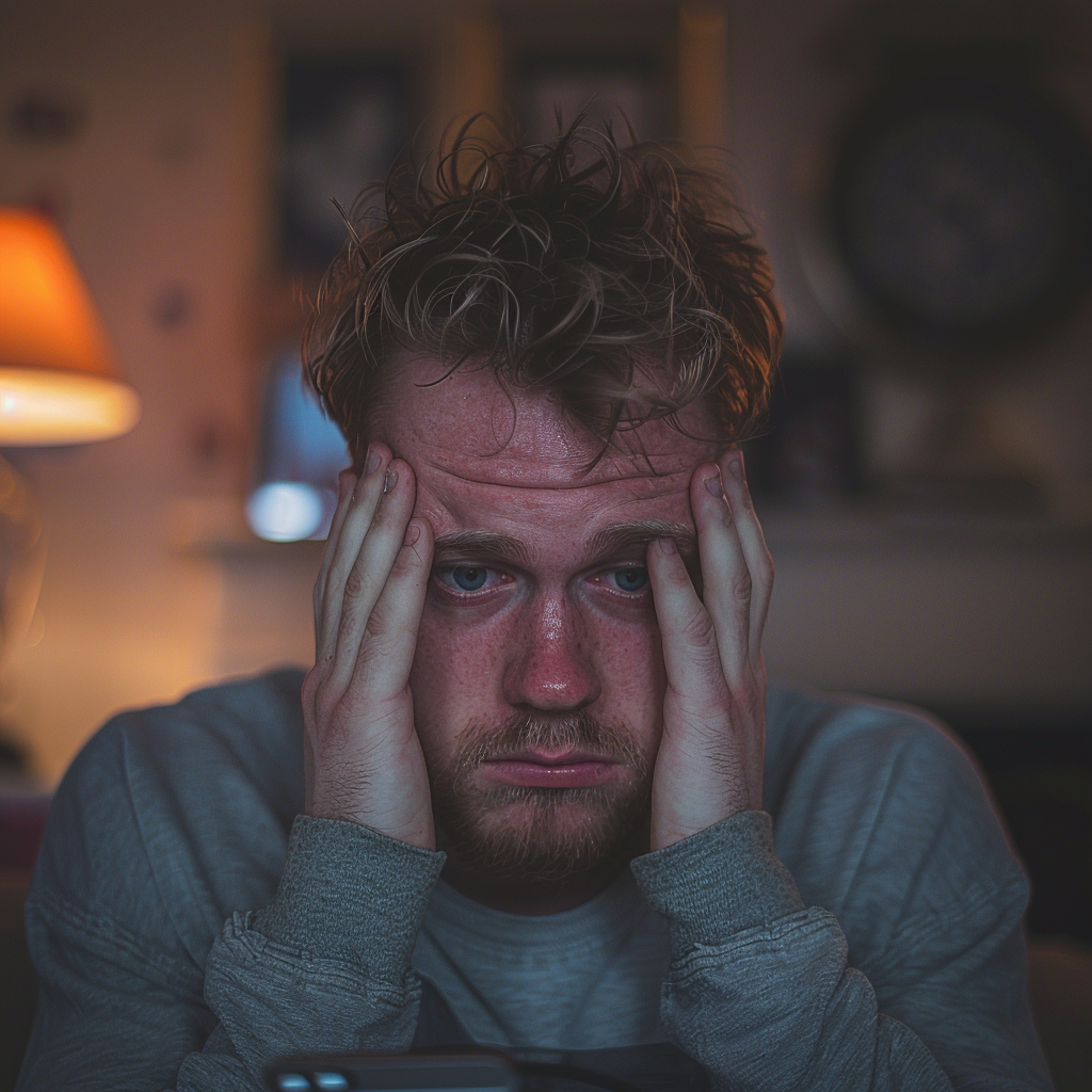 Un homme bouleversé qui se tient le visage | Source : Midjourney