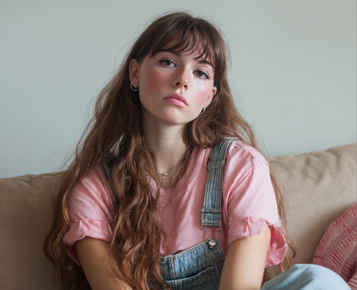 Une femme pensive assise sur un canapé | Source : Midjourney