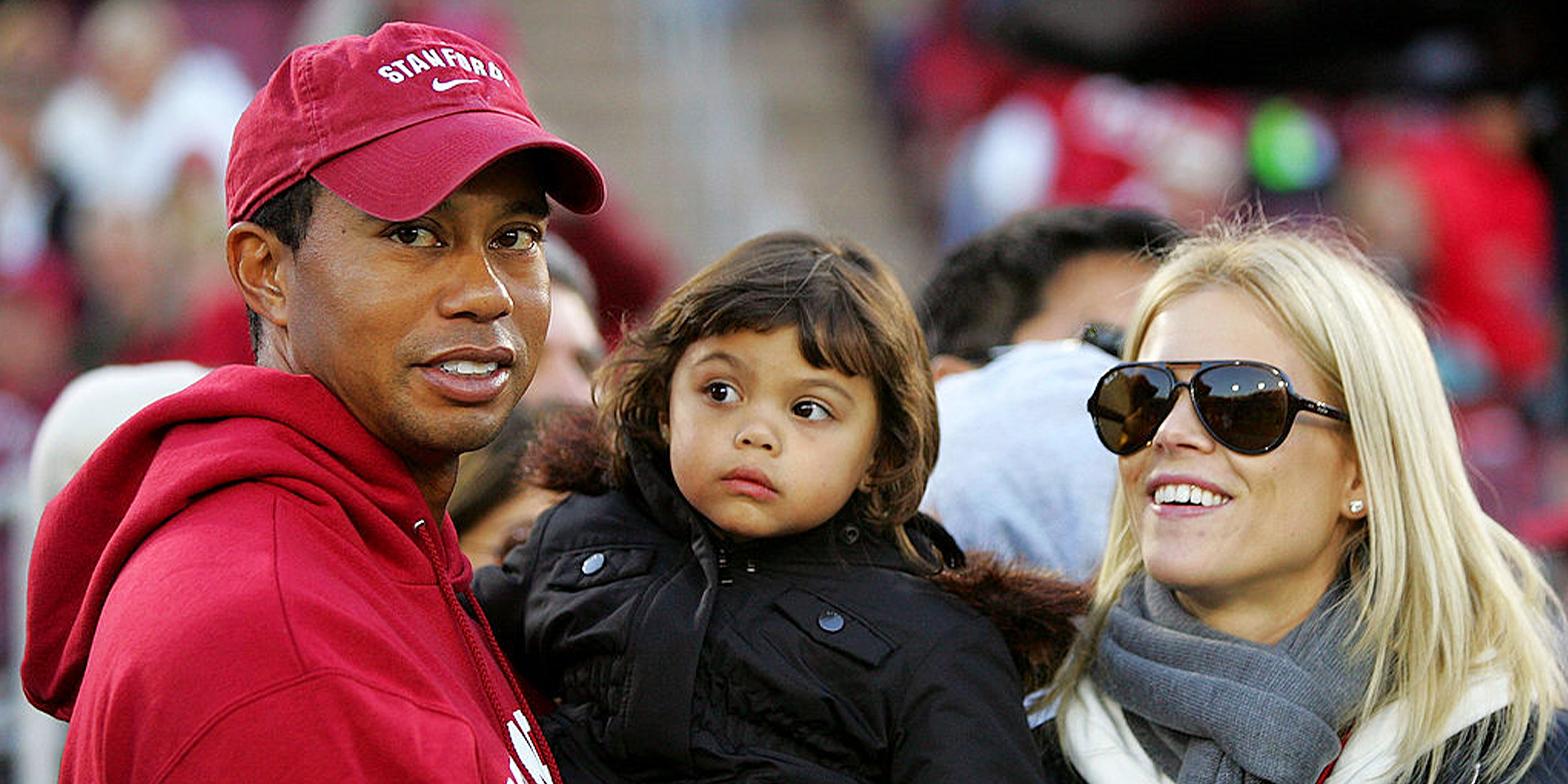 Tiger Woods avec son ex-femme et son enfant | Source : Getty Images