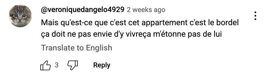 Commentaire d'internaute sur l'appartement de Thierry Ardisson | Source : youtube.com/@PopUpOff