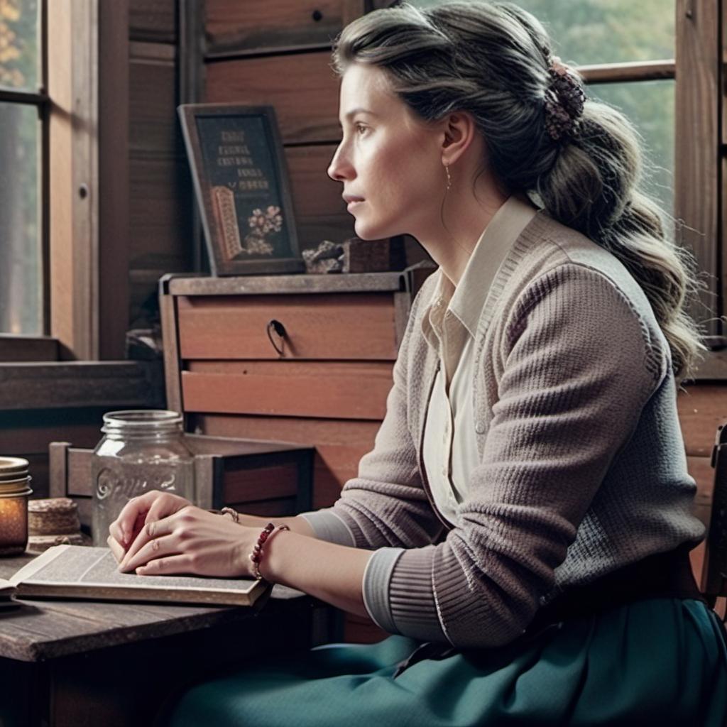 Une femme assise à une table, écoutant avec intention | Source : Midjourney