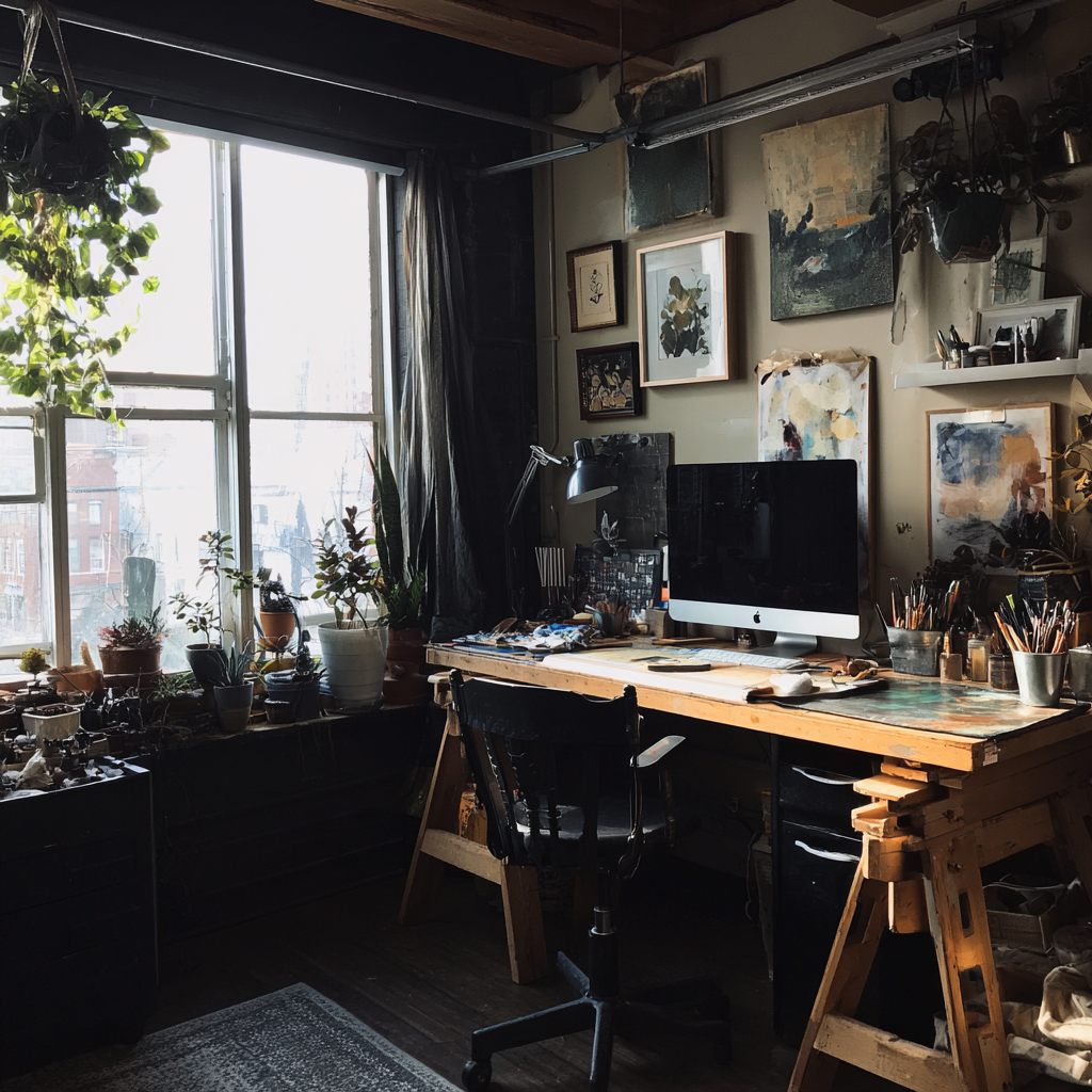 L'intérieur d'un bureau à domicile | Source : Midjourney