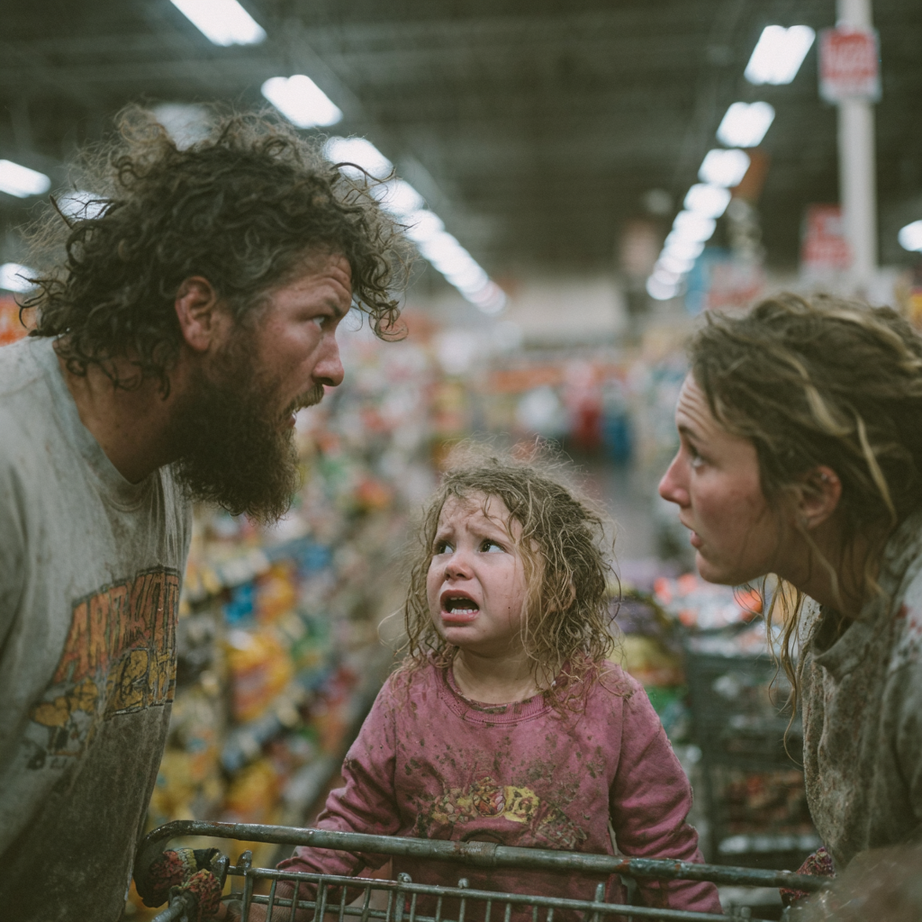 Un couple qui se dispute pendant que leur fille pleure | Source : Midjourney