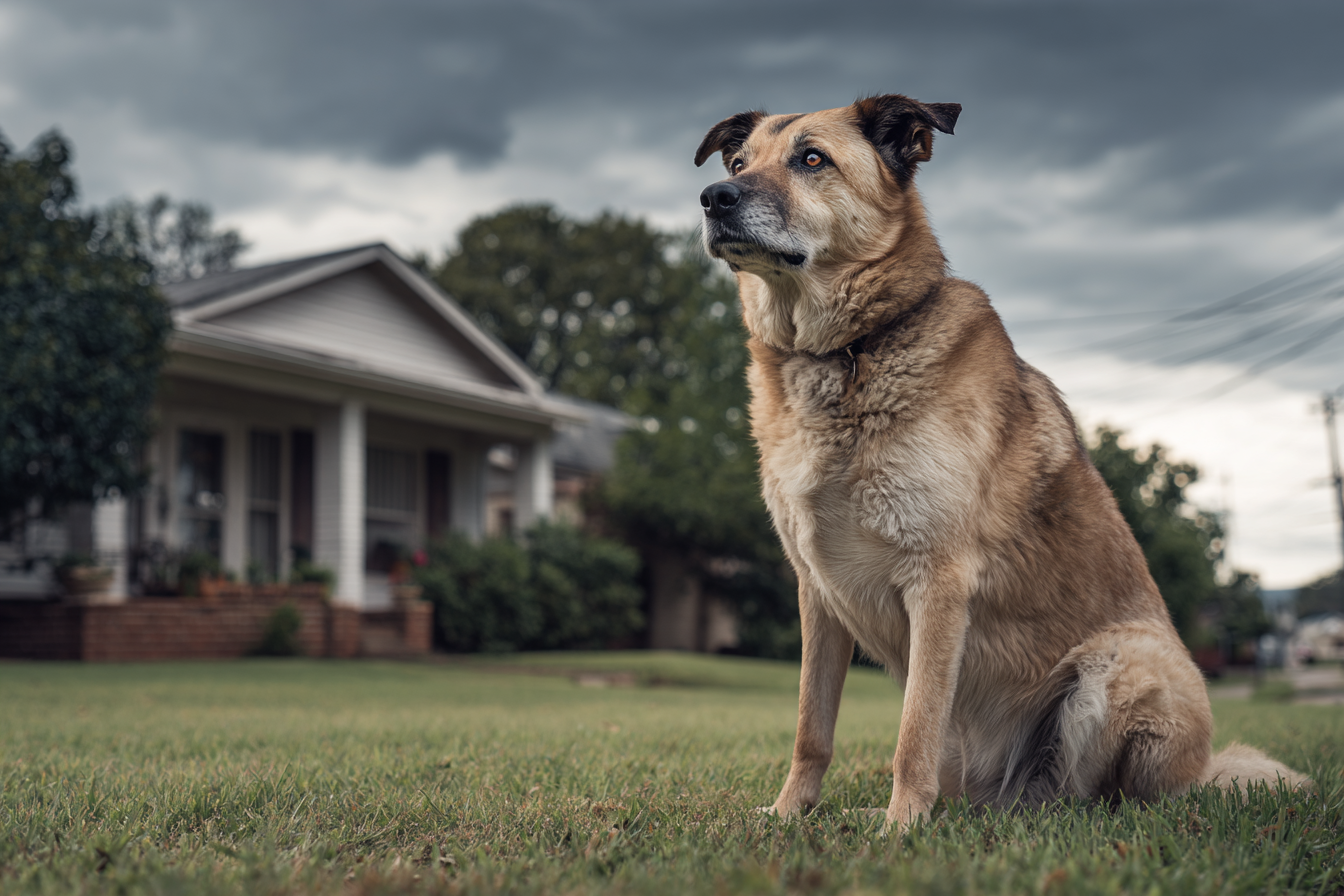 Un chien assis bien droit | Source : Midjourney
