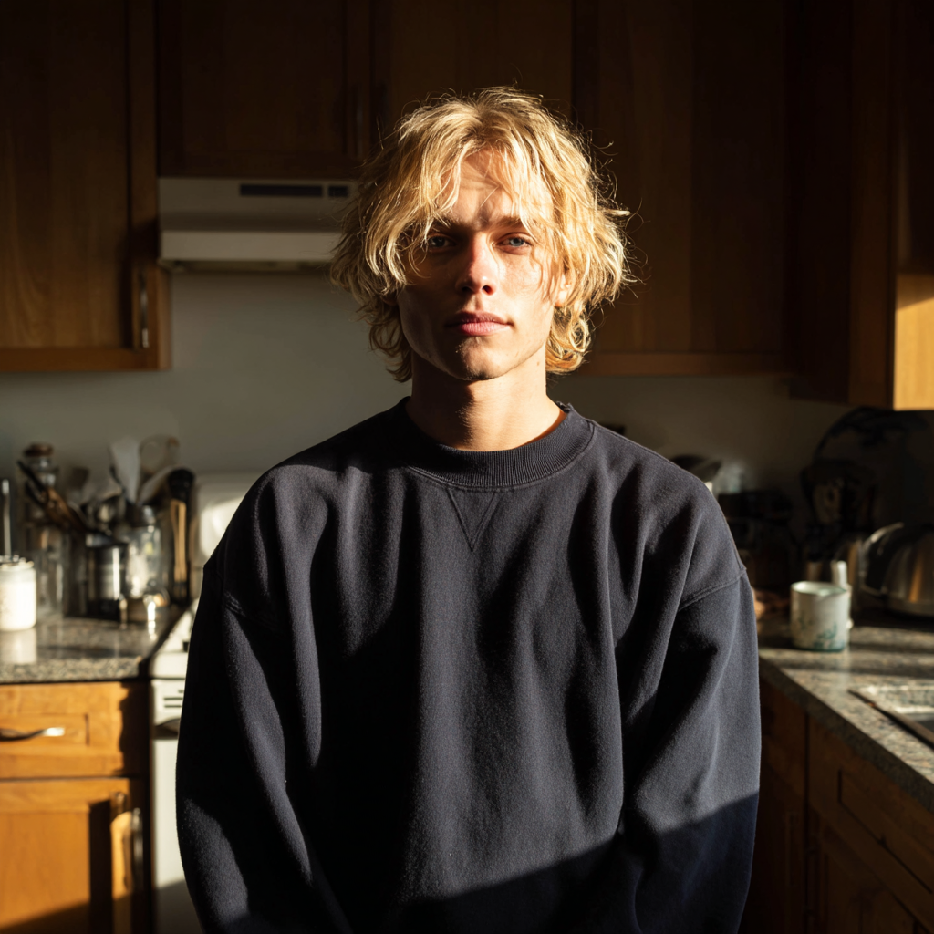 Un jeune homme debout dans une cuisine | Source : Midjourney