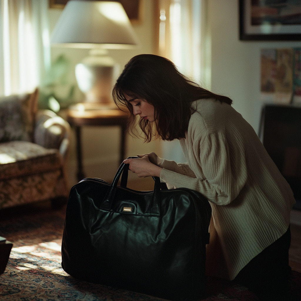Kate regarde dans le sac | Source : Midjourney