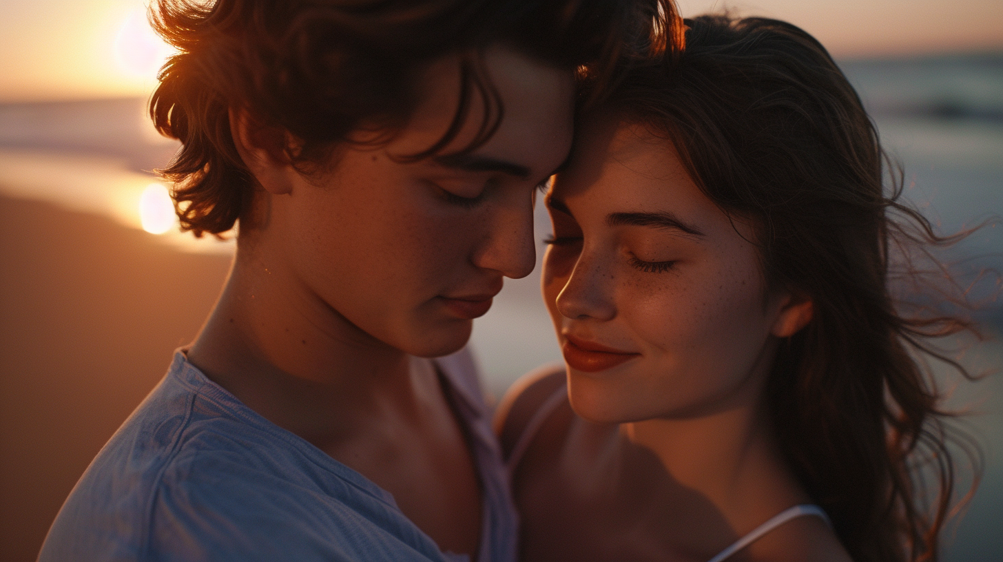 Un couple amoureux à la plage | Source : Midjourney