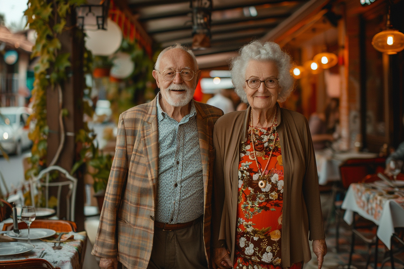 Un couple âgé entrant dans un restaurant | Source : Midjourney