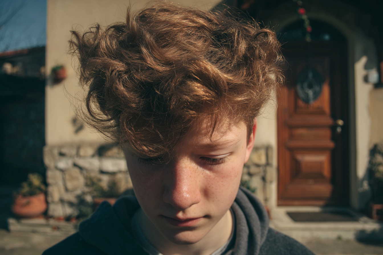 Un garçon qui regarde vers le bas | Source : Midjourney