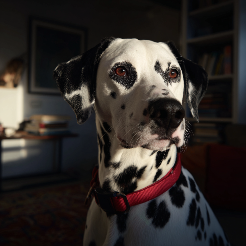 Un dalmatien avec un collier rouge | Source : Midjourney