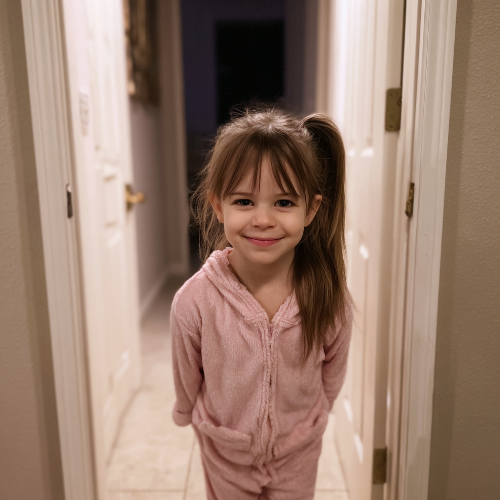 Une petite fille en pyjama rose | Source : Midjourney