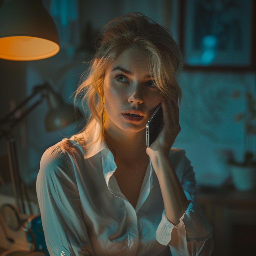 Une femme au téléphone | Source : Midjourney