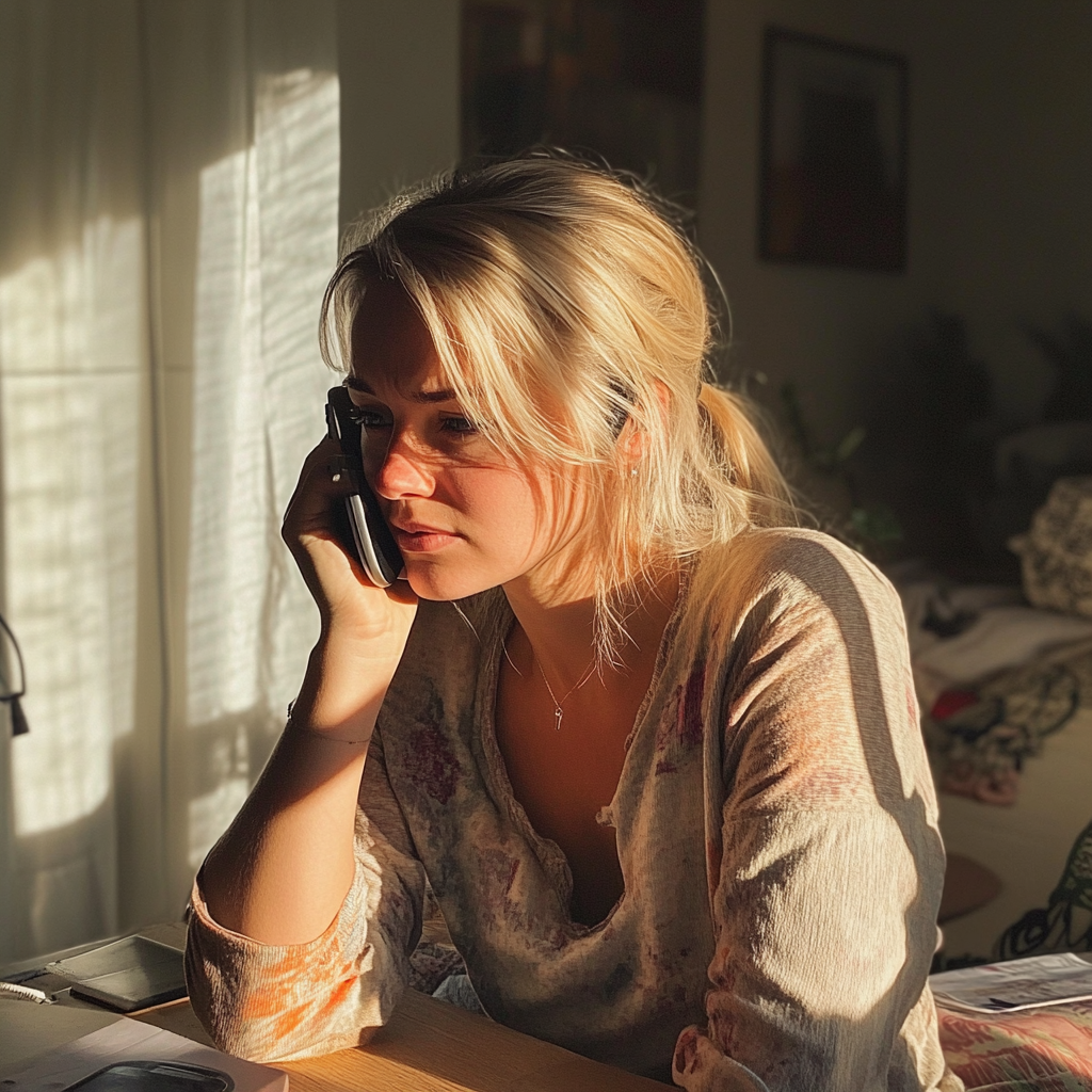 Une femme qui parle au téléphone | Source : Midjourney
