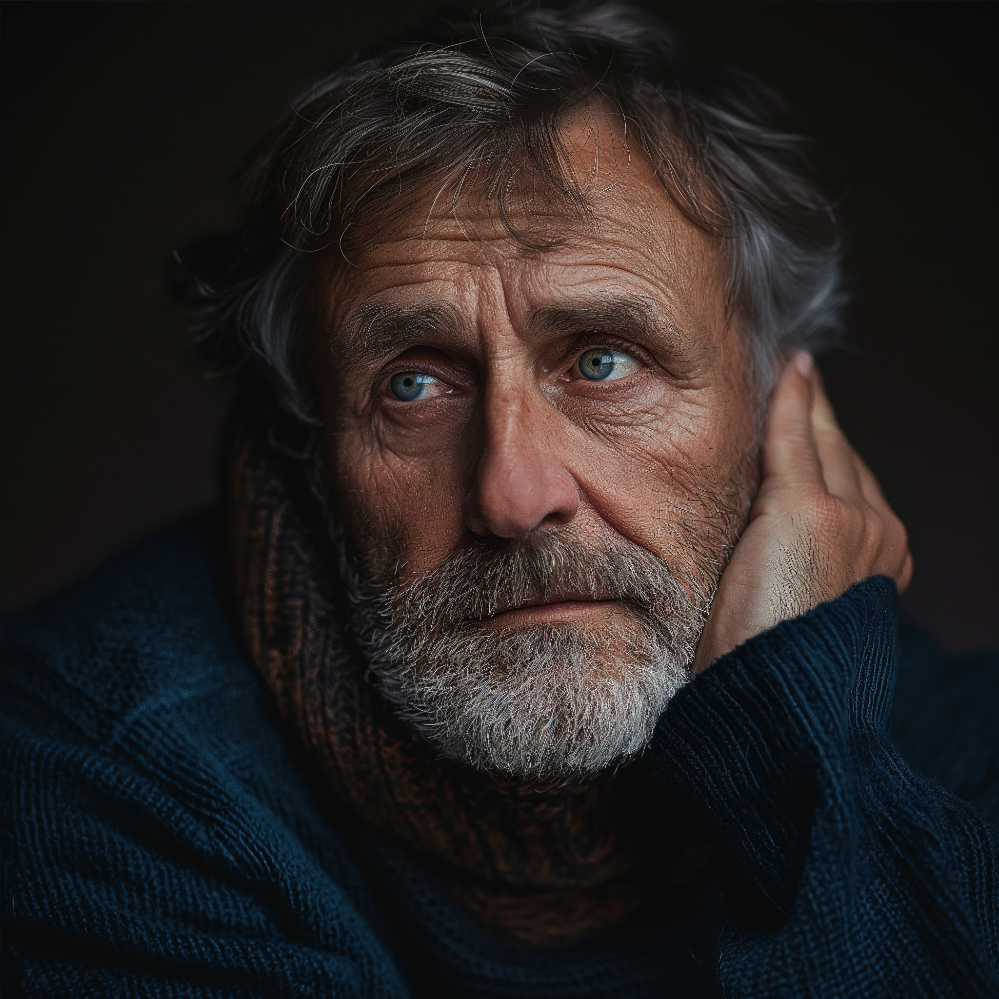 Un homme triste qui se touche la joue | Source : Midjourney