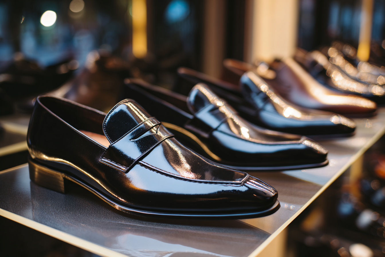 Des mocassins pour hommes exposés dans un magasin de chaussures | Source : Midjourney