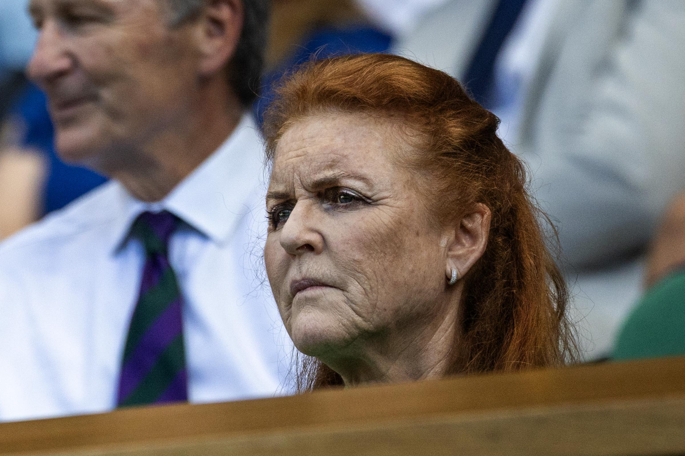 Sarah Ferguson dans la loge royale du court central lors du tournoi de tennis de Wimbledon, le 30 juin 2025, à Londres, en Angleterre. | Source : Getty Images