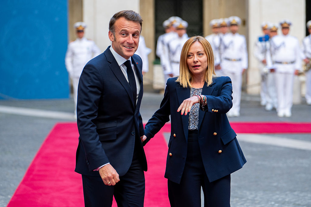 Le président français Emmanuel Macron et la Première ministre italienne Giorgia Meloni au palais Chigi à Rome, en Italie, le 3 juin 2025. | Source : Getty Images