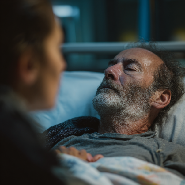 Une fille à l'hôpital avec son père malade | Source : Midjourney