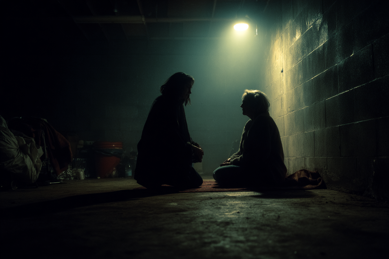 Deux femmes dans un sous-sol | Source : Midjourney