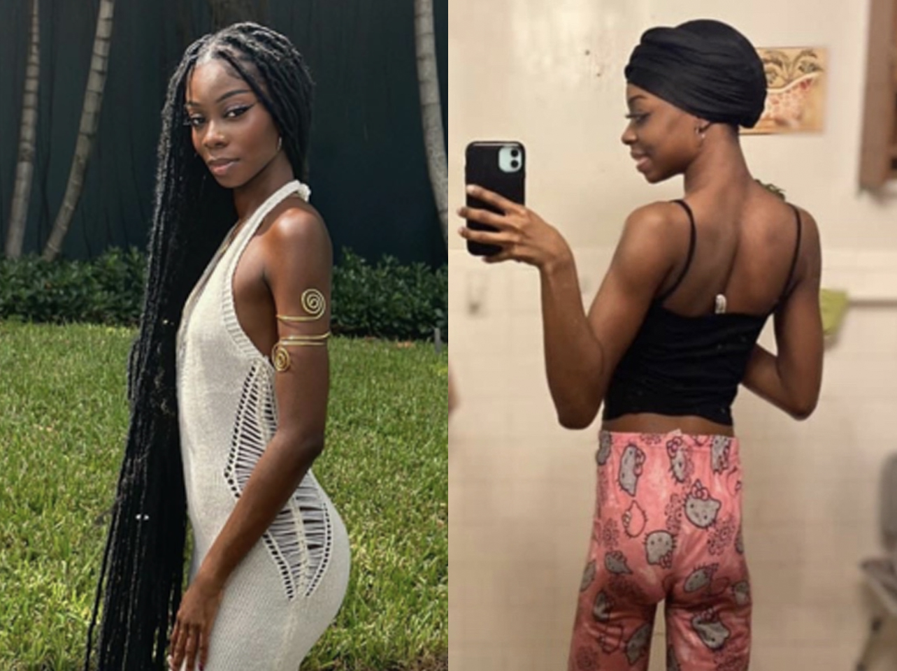 Photos avant et après d'une TikTokeuse : célibataire ou en couple. | Source : TikTok/saturnbaby__