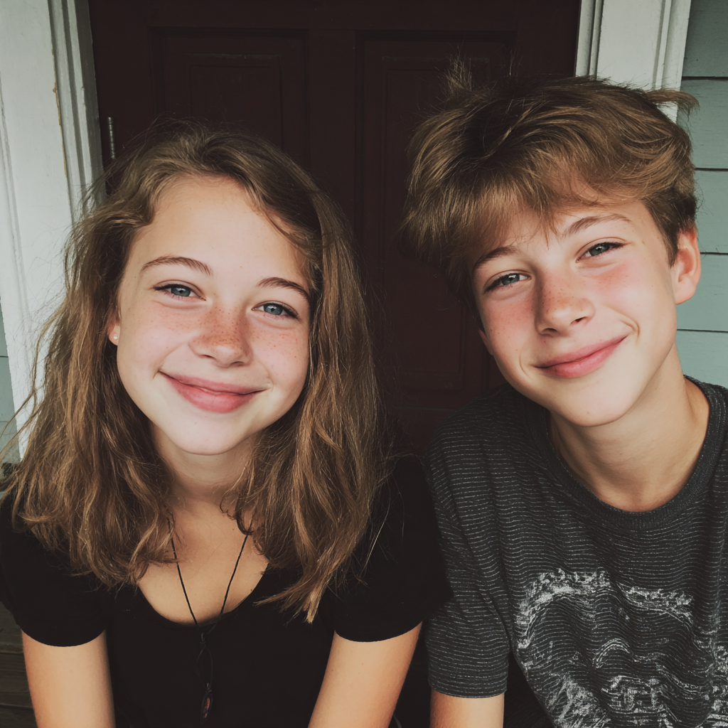 Deux jeunes enfants souriants | Source : Midjourney