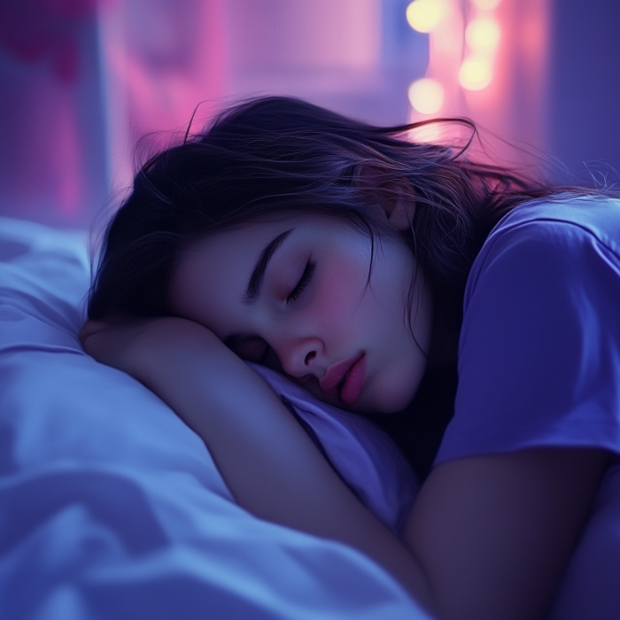 Une adolescente endormie dans son lit | Source : Midjourney