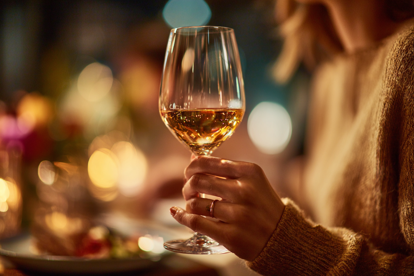 Une femme tenant un verre de vin | Source : Midjourney