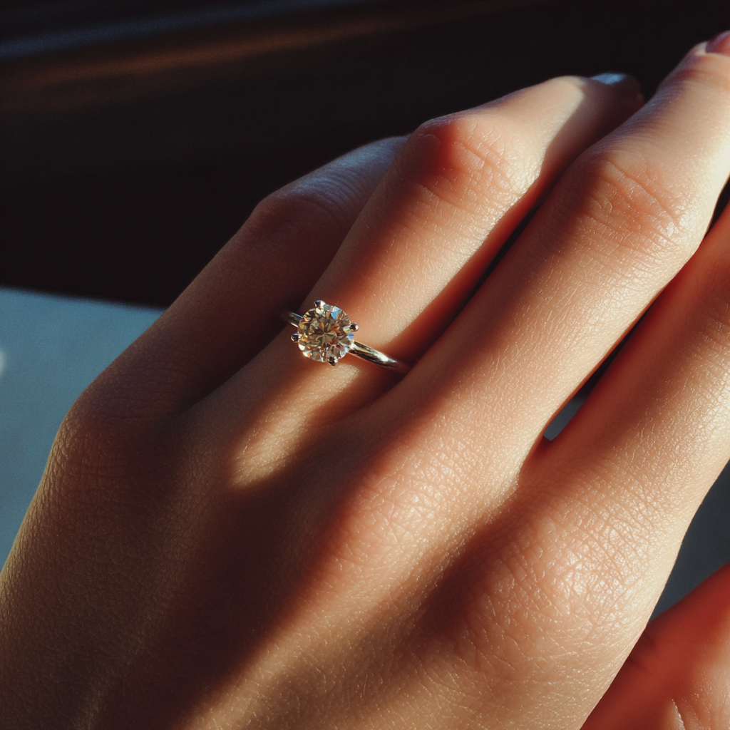 Une bague de fiançailles sur la main d'une femme | Source : Midjourney