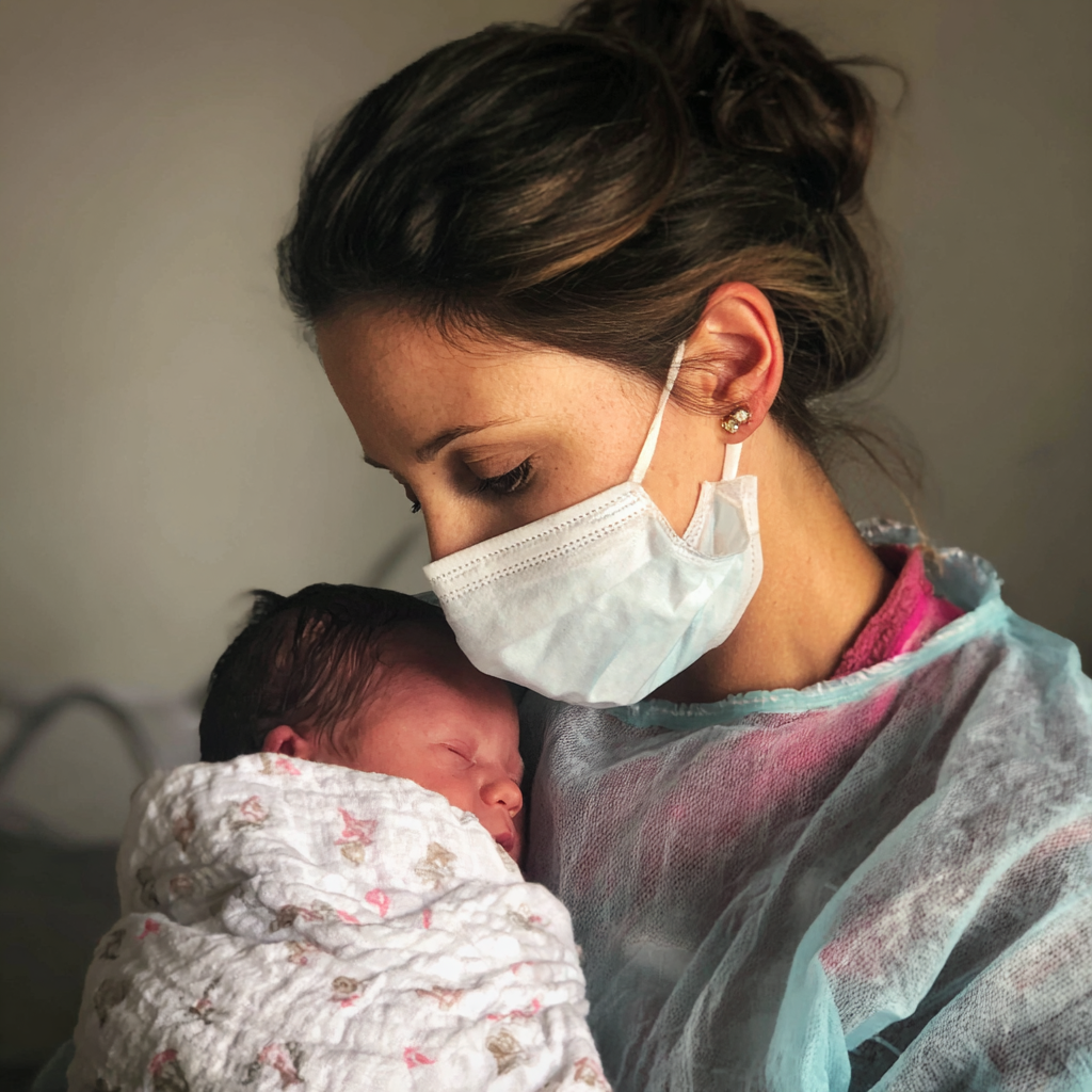 Une infirmière tenant un nouveau-né | Source : Midjourney