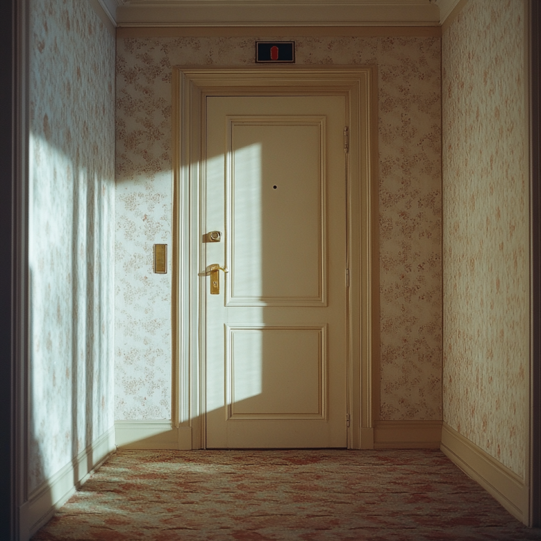 La porte d'une chambre d'hôtel | Source : Midjourney
