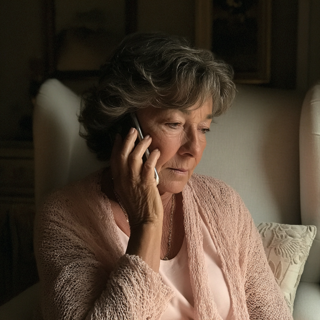 Une femme âgée qui parle au téléphone | Source : Midjourney